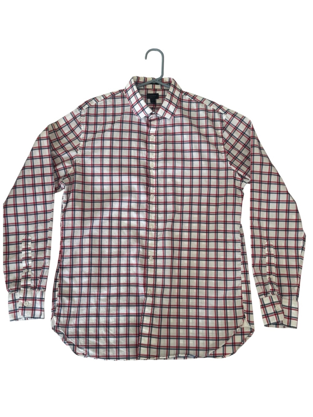 J.Crew Ludlow Men's Plaid Dress Shirt 120s 2-Ply Cotton L Red White Blue